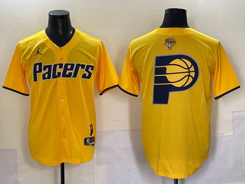Men 2025 Indiana Pacers Blank Yellow Joint Name NBA Jersey style 11
